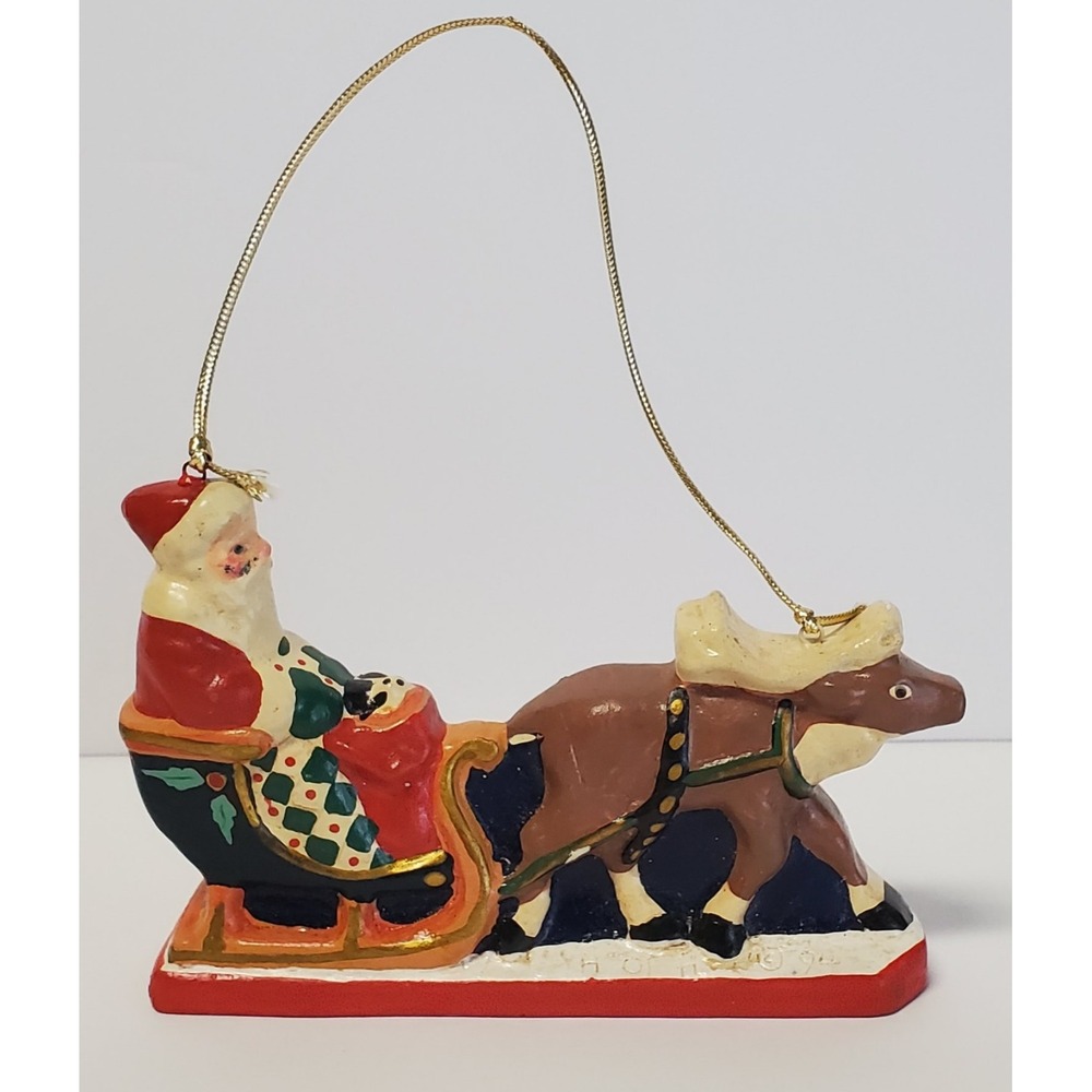 VTG House of Hatten HOH Christmas Ornament Resin 1994 Santa Sleigh Toys w/Hanger - Picture 2 of 10